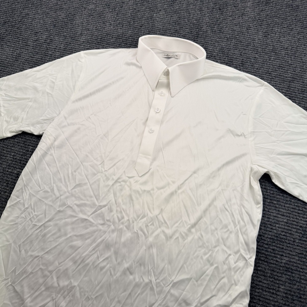 Collars and Co Collar Relaxed Polo Shirt Mens Size Large Stretch White NWOT